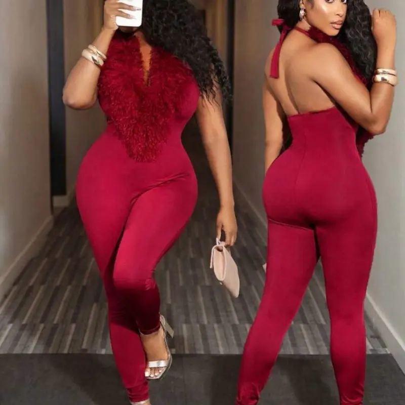 Women's Sexy Backless Twist Neck Jumpsuit in Rich White- Perfect for Night Out & Clubbing Womenswear