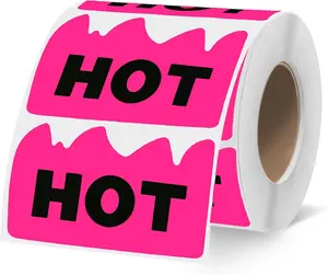 STARBOLING 600 PCS Rave Hot Stickers 2 x 1-1/5 Inch Fluorescent Pink Hot Flame Fire Shaped Stickers Marking Popular Items for Restaurant Supermarkets Stores Shops (Fluorescent Pink)