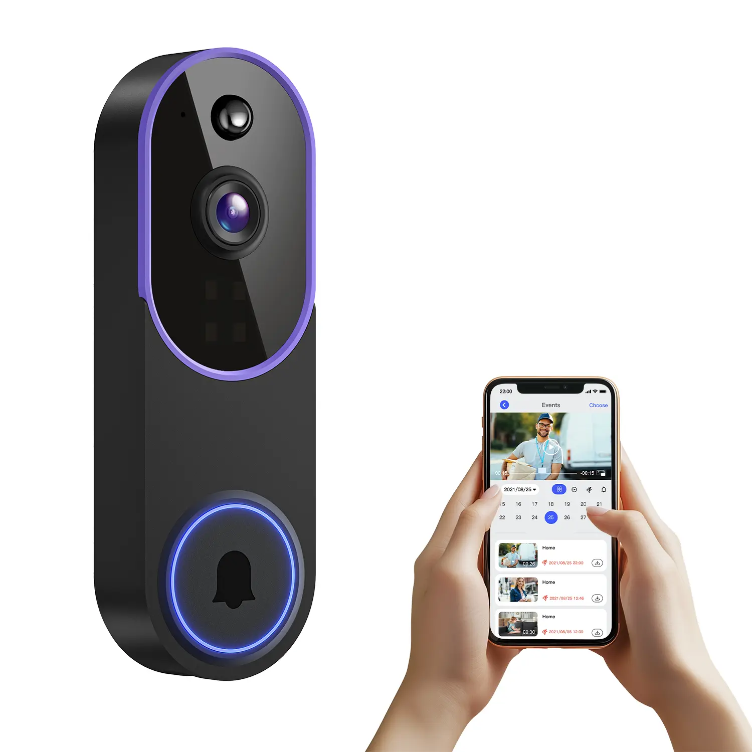 1080P Wireless Video Doorbell Camera, Smart AI Human Detection, FHD Live View, Cloud Storage, Night Vision, Two Way Audio, Instant Alert, 2.4G WiFi Only, Indoor/Outdoor Surveillance Cam for Home Security System