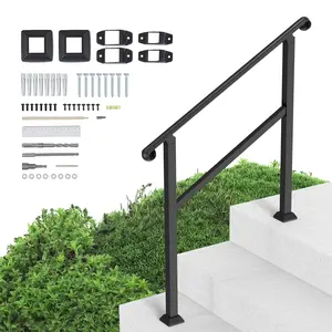 VEVOR Handrails for Outdoor Steps,  2-3 Step Stair Hand Rail & Indoor Railing Kit, Railings for Outside Steps with Installation Kit, Hand Rails for Seniors,Porch Railing & Deck Hand Rail, Black