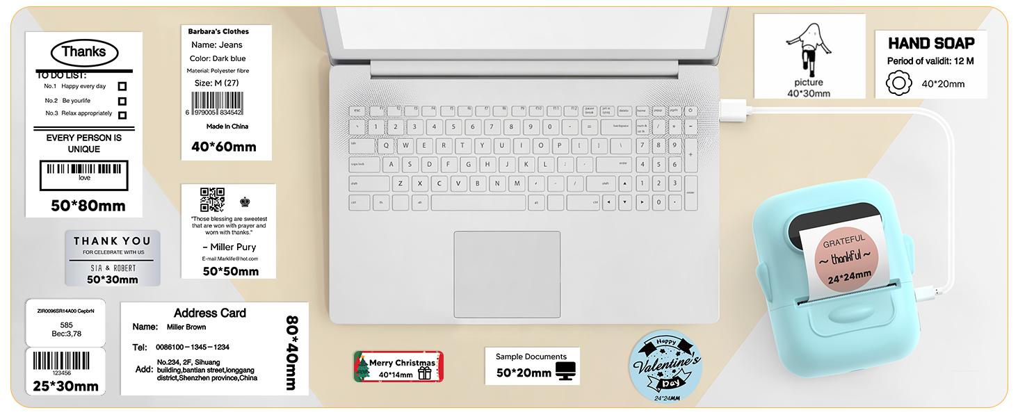 Marklife Label Maker, thermal printers, portable mini Bluetooth wireless printers. Capable of printing thank-you cards, gift labels and product labels food stickers . Suitable for schools, offices and home storage, multiple template,  Black Friday