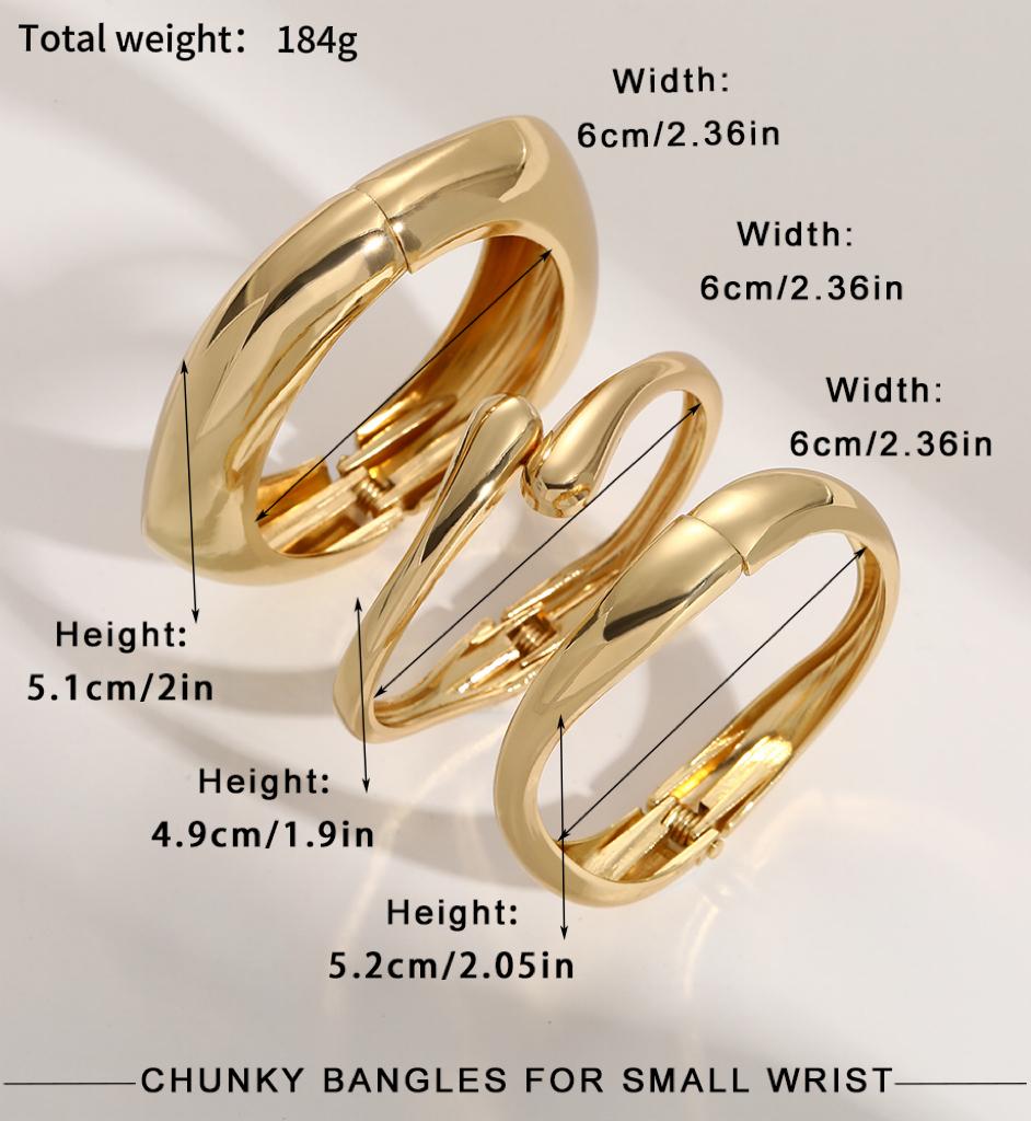 17KM Chunky Gold Bangle Bracelets for Women,  14K Gold Plated Big Stackable Bangles Set, Trendy Cuff Bracelet Stack Fashion Jewelry Gifts,