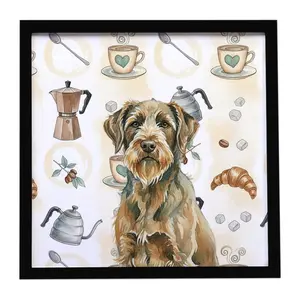 Carolines Treasures WDK7659MFP88 8 x 8 in. Chestnut Wirehaired Pointing Griffon Coffee Bar Framed Metal Print