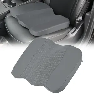 Nilight Car Seat Cushion Grey Leather Breathable Mesh Splicing Cushion Memory Foam Suitable for Daily Life Driving Relieves Sciatica and Tialbone Pain Improves Drive Visibility