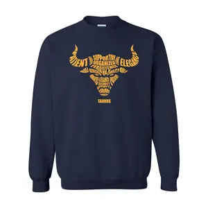 Zodiac Characteristics Crewneck Sweatshirt (S-5X) Navy and White with Gold Design