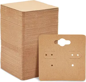 Juvale Earring Cards for Selling Jewelry - Kraft Paper Jewelry Tags for Selling - Earring Display Cards - Pre-Cut Holes for Studs & Hoops - 200 Count, 2 X 2 In, Kraft