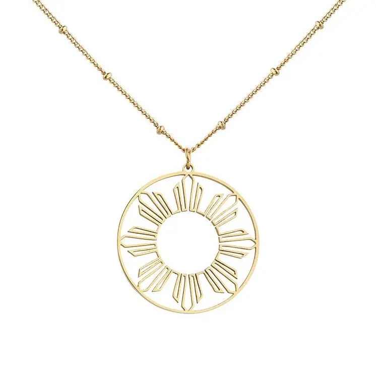 Filipino Sun Outline Necklace – Pinay Pride Minimalist Jewelry
