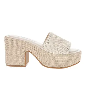 Steve Madden Womens Trippy Platform Casual Sandals Casual High Heel 3" & Up - Beige