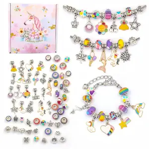 67-piece bracelet/necklace DIY making kit, including beads and pendants for DIY crafting.  Perfect as a birthday gift, Christmas gift, or children's gift. Allows for free design and comes in a beautiful gift box.