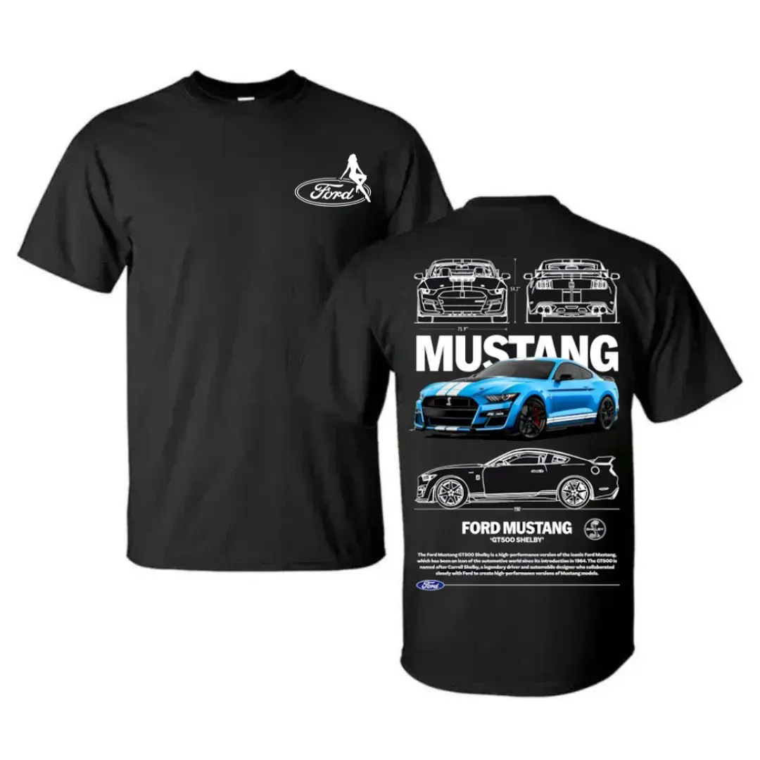 Ford Mustang GT500 Shelby Shirt, Mustang Performance Blueprint Diagram Graphic Tee, American Muscle Car Apparel for Gearhe and Car Enthusiasts, Gift for Car Meets and Auto Events