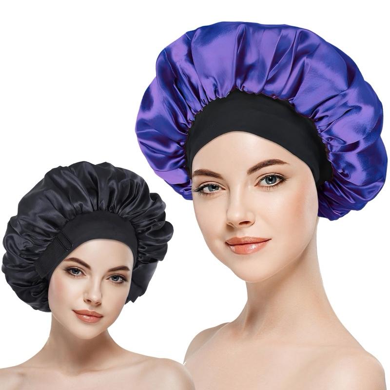 Double Layer Silk Bonnet for Haircare Soft Practical Sleeping Cap with Elastic Tie Band for Curly Natural Hair Comfortable Secure Fit Satin Bonnet for Hair Care Heatless