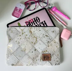 Cowhide Laptop Computer tech Sleeve Pouch Case