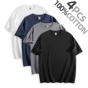 [4-Pack] Men's Heavyweight Short Sleeve T-Shirts Summer Cotton Crewneck Tees Soft & Durable Comfort Pack (S-5XL)