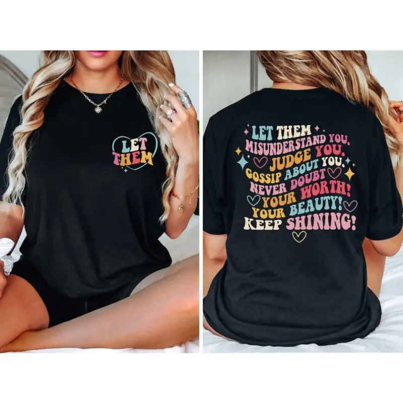 Women's Loose Seamless Cotton Round Neck Mental Health Awareness Tshirt - Smooth Fabric, "Let Them Misunderstand" Motivational Quote, Inspirational Graphic Streetwear Top