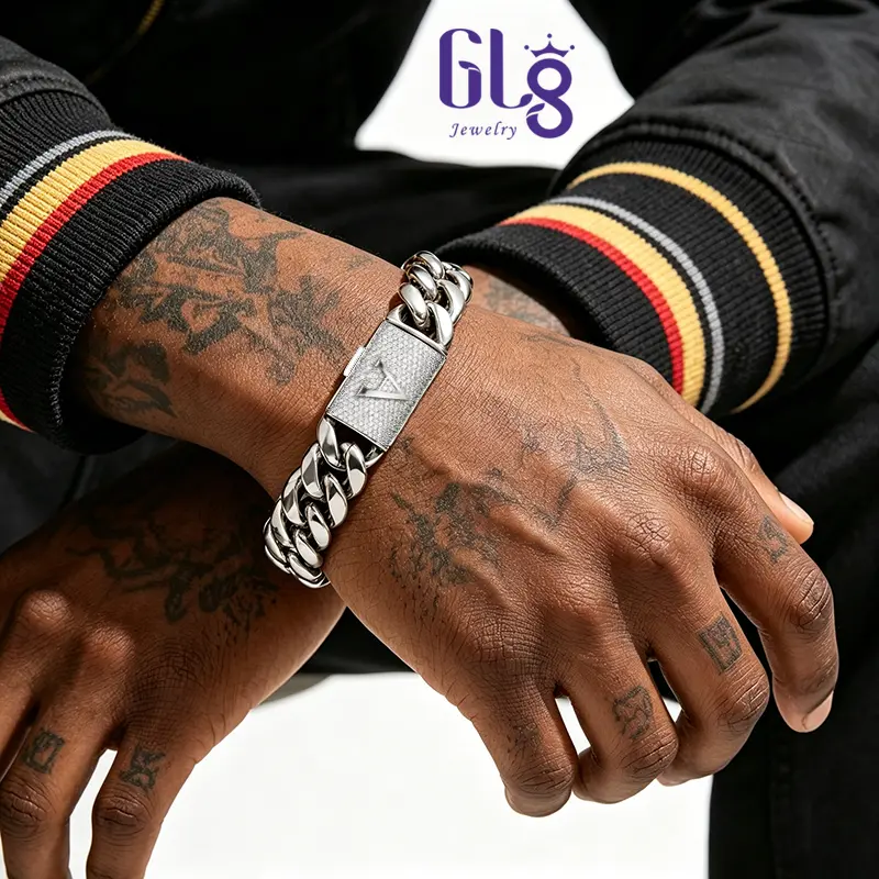 Men's 14mm Cuban Link Bracelet, Heavy Solid Link Stainless Steel Chain with Personalized A-Z Initial Clasp, Gothic Punk Hip Hop Jewelry, Men's Accessories, Geometric, Letters Bracelets & Bangles, Metal Link Bracelets & Bangles