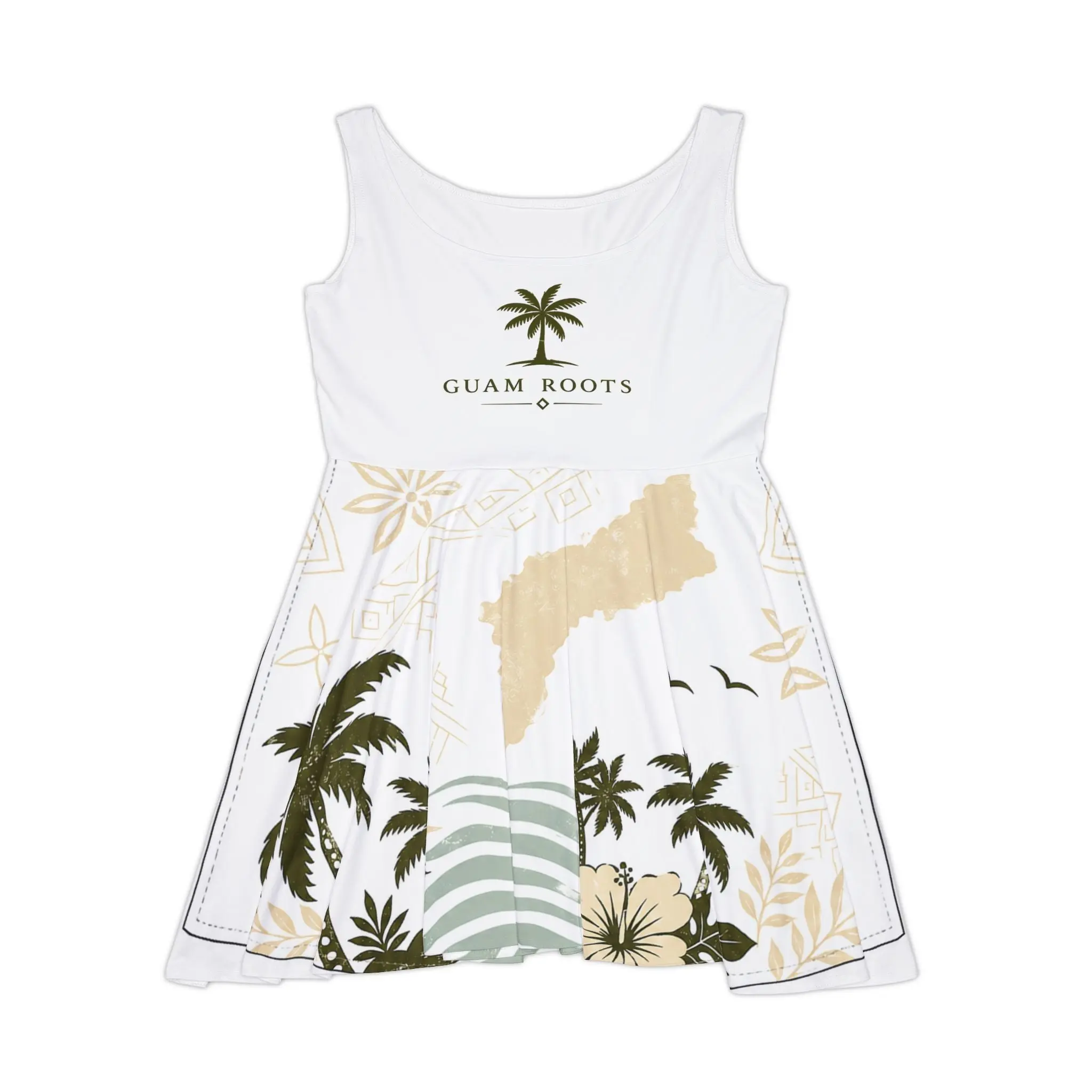 Women's Sporty Dance Skater Dress in Printed Art | Mid-Length Costume with Asymmetrical Hem, Stretchy Fabric, Sizes S, M, L, Polyester Blend, Casual, Sleeveless, Fitted, Skirts, Synthetics
