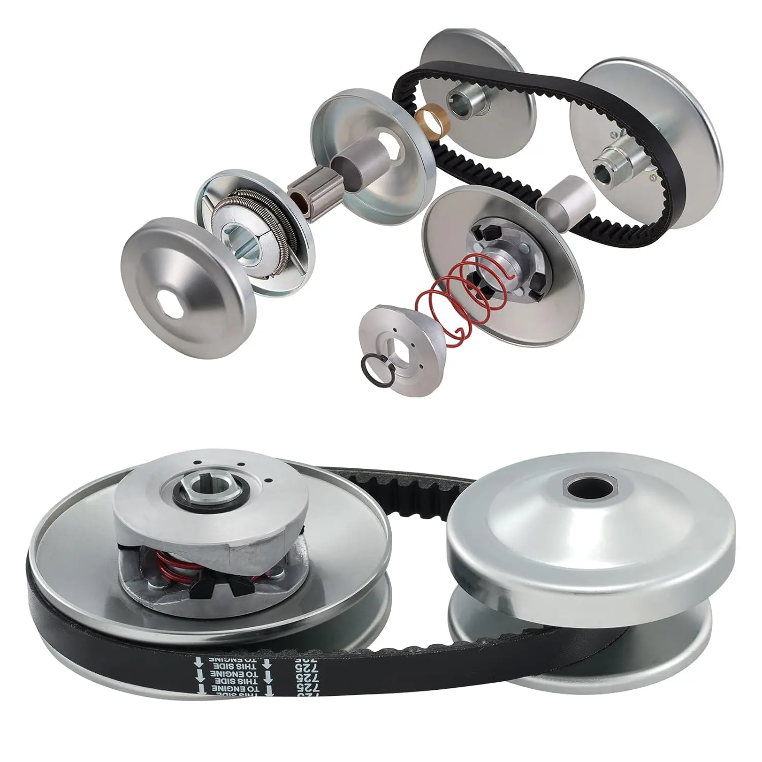 3/4" Size Go-Kart Torque Converter Clutch Kit, 30 Series Asymmetrical Aluminum Driver Pulley, 3/4 Inch Drive Wheel with Rubber Belt, Replacement for 2-8 HP Small Engines, Comet 219552, Manco 5957, Yerf Dog Q43201W (New Year's Day Gift), Manual