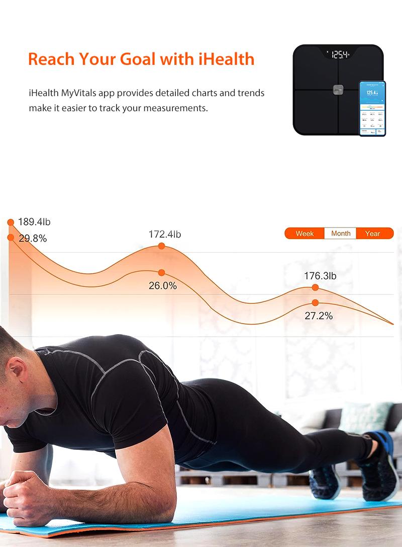 iHealth Nexus Smart Scale Bluetooth Body Weight & Composition Monitor Bathroom Scale Body Fat Muscle Analyzer for BMI Compatible with iOS Android iHealth Nexus Smart Scale Bluetooth Body Weight & Composition Monitor Bathroom Scale Body Fat Muscle Analyzer for BMI Compatible with iOS Android