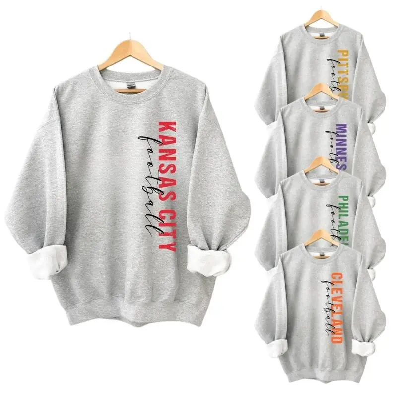 Vintage City Football Sweatshirt, Retro Game Day Graphic Crewneck, Classic Throwback Style Pullover for Football Fans, Unisex Cozy Cotton Top Custom Team Cotton GIft