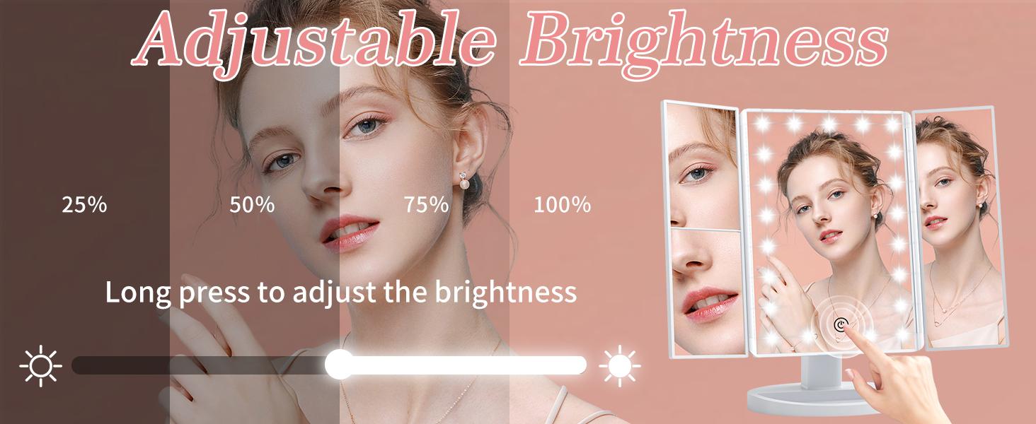 Makeup Mirror Vanity Mirror LED Lights 2X 3X 10X Magnification Portable Desk Mirror Touch Control  Dresser Suitable for Adults & Gift “Outdoorfun”