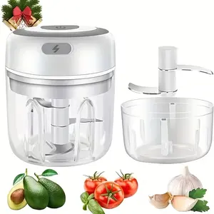 Electric Garlic Crusher Portable 250ML   Chopper for Garlic Onion Herbs Vegetables Ginger Juice Blender Kitchen Tomato Dicer Chopper and Ginger Mincer Multi-functional Compact Design food wireless processor kichen aid mixer appliances Blender-Food System