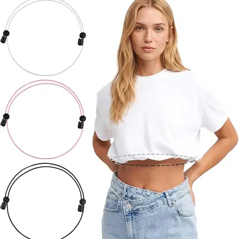 Women's 3-Pieces Adjustable Crop-Tuck Band Shirt Stays - Comfortable, Stylish Elastic Waist Belt Accessory, Keeps Shirts in Place for Tucking Security, Versatile Use