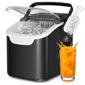 Antarctic Star Countertop Ice Maker Portable Ice Machine with Handle, 26Lbs/24H, Self-Cleaning Ice Makers, 9 Ice Cubes/6 Mins for Home Kitchen Bar Party, Black.