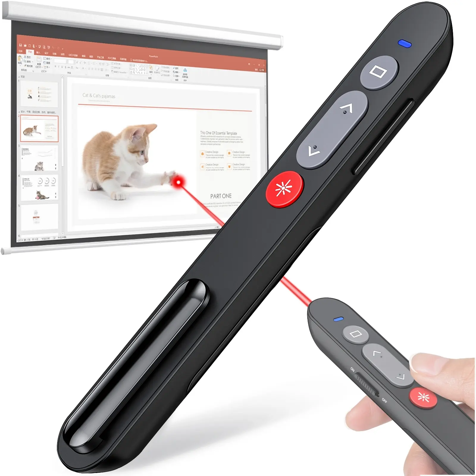 ESYWEN 2-in-1 USB Type C Presentation Clicker Wireless Presenter Remote for PowerPoint ,Mac, Computer, Laptop-Black