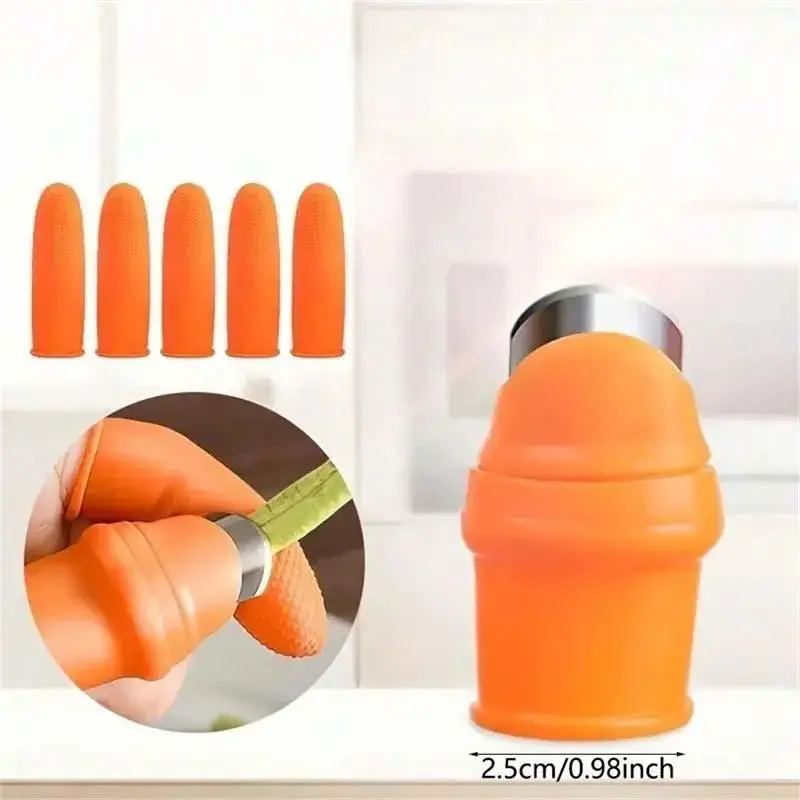 1PCS Orange Silicone Thumb Knife Tool Kit with 5 Finger Covers – Multifunctional Cutting Separator for Fruits, Veggies & Plants, Safe Hand Protection Gardening Pruning Accessory for Farm & Household, Sharp Durable Blade, Comfort Fit