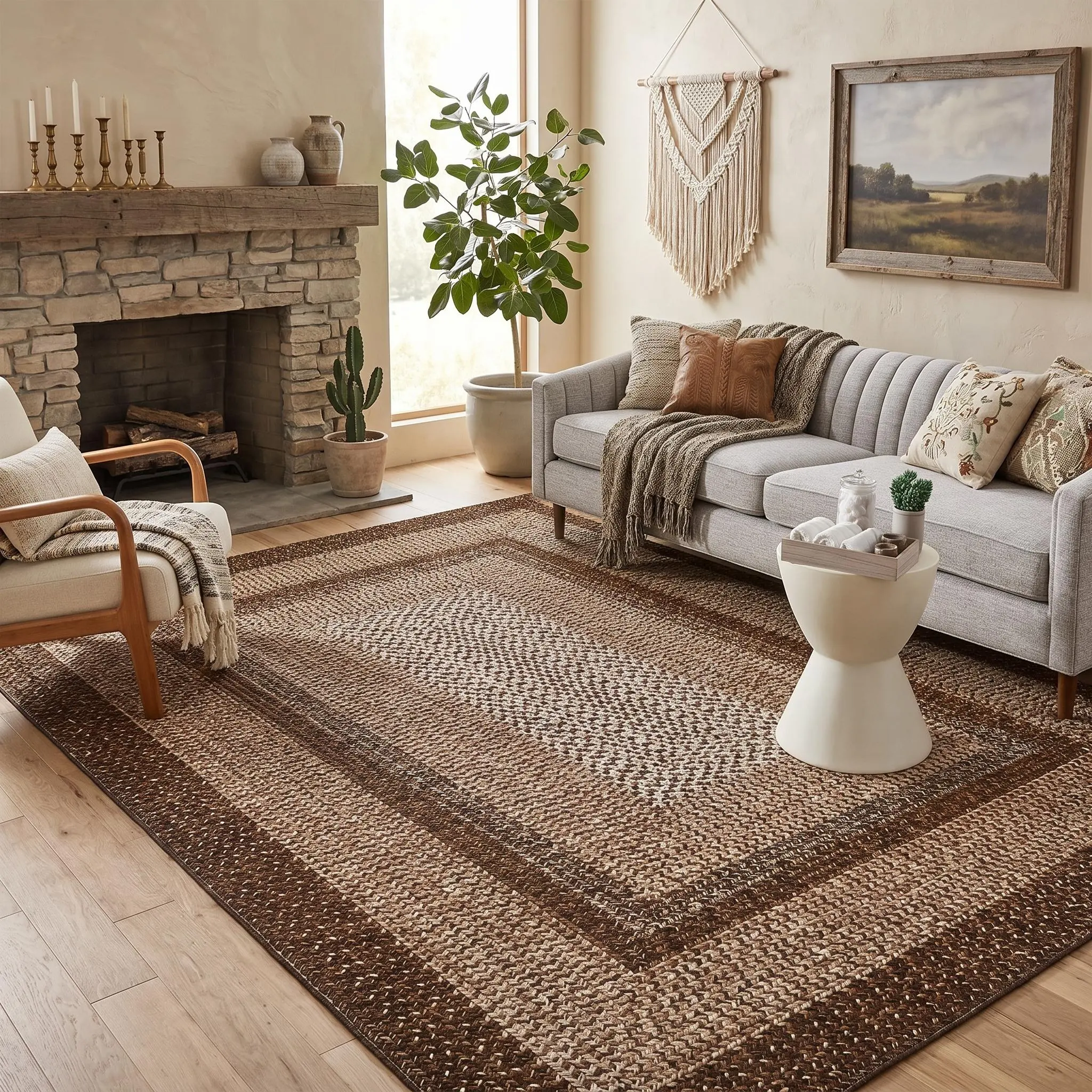 Garvee Woven Printed Washable Area Rug Soft Non-Slip Geometric Border Foldable Decorative Interior Rug for Bedrooms Children's Rooms Dining Room Living Room Machine Washable Stain Resistant Ultra-Soft Fibers TPR Backing carpet