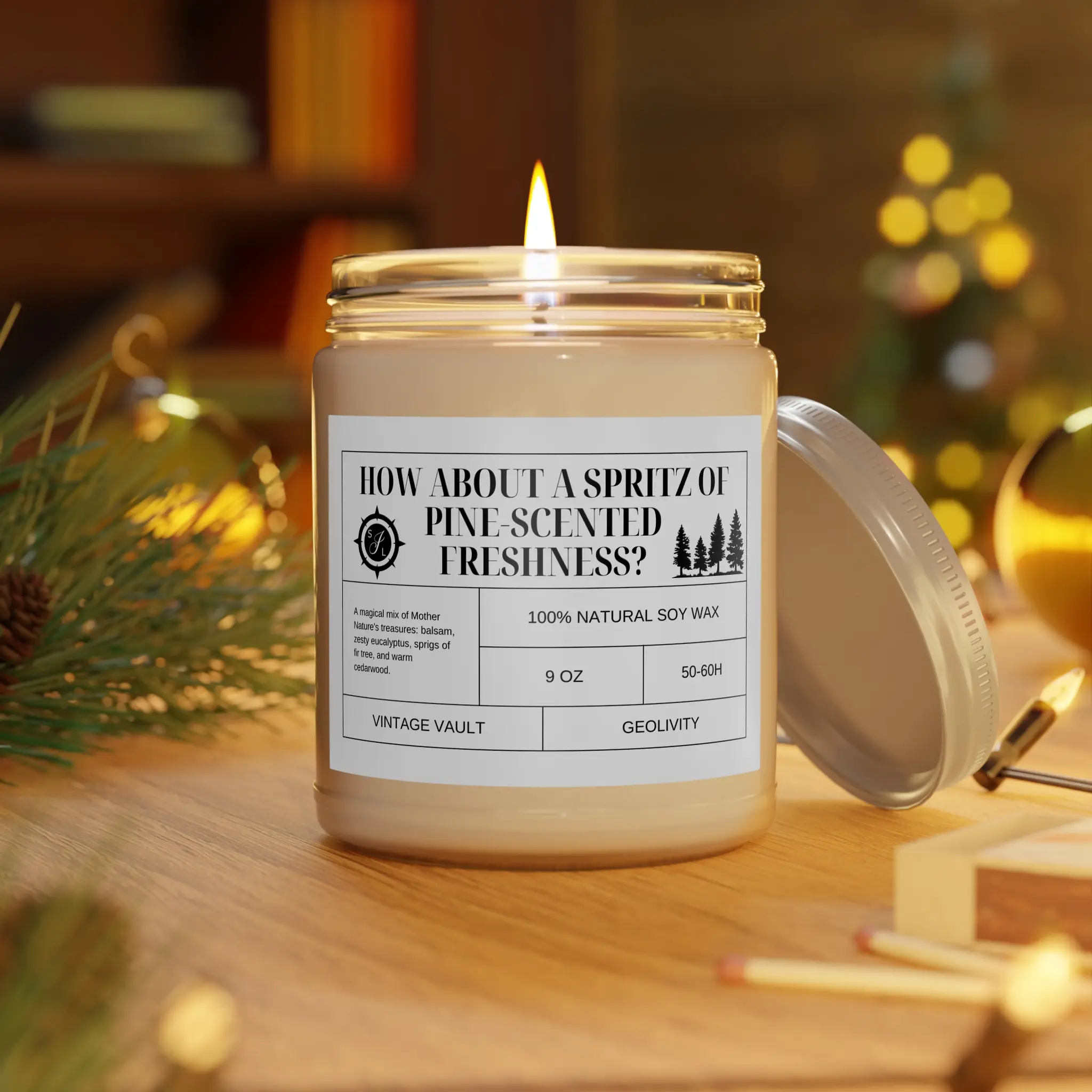 9oz Balsam Fir Cedarwood Fresh Scented Candle | Natural Soy Wax Blend | Pine-Scented Candle