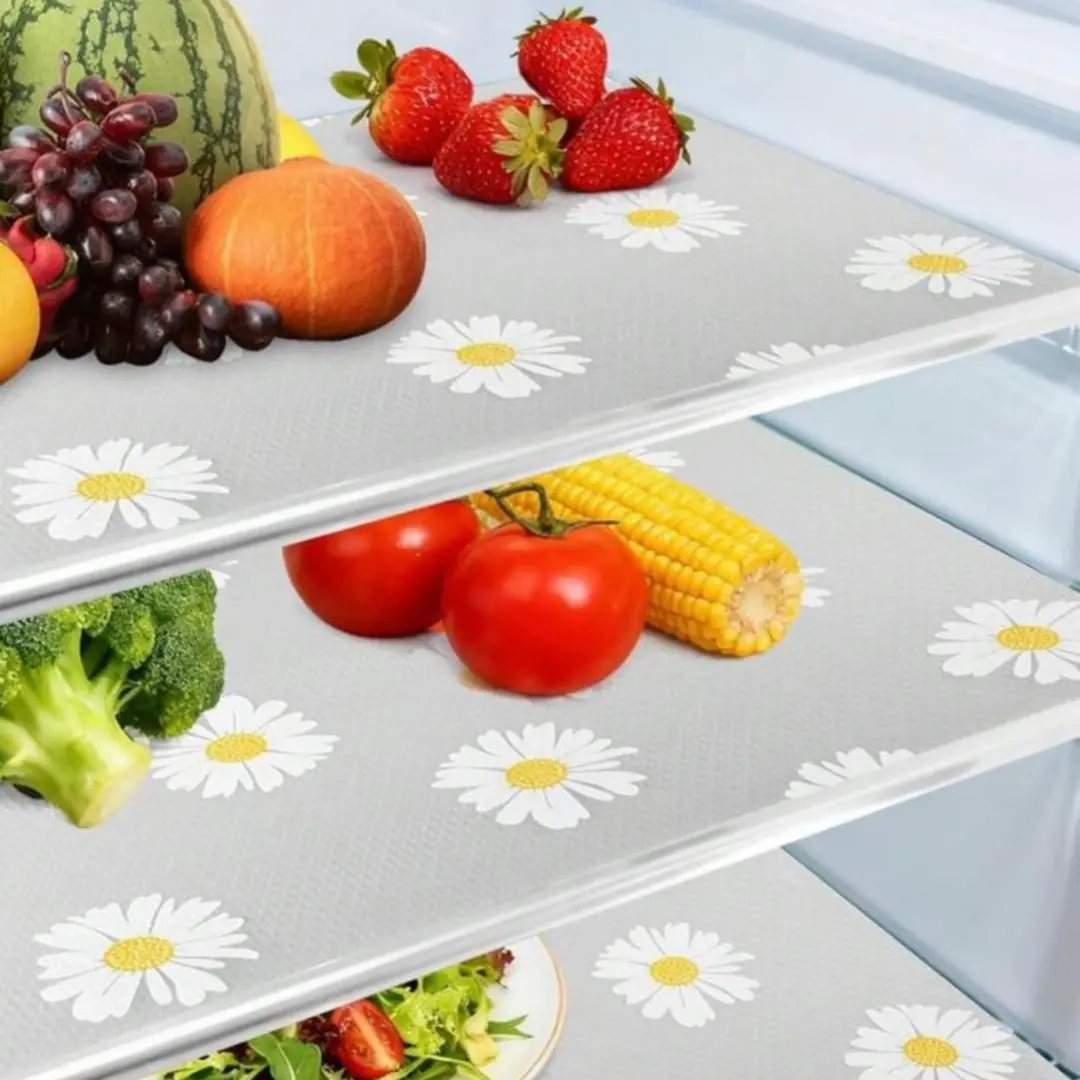 LMMAKE 4PCS/12PCS Washable Refrigerator Mats, Waterproof & Oil-Resistant, Protect Fridge & Freezer Shelves, Cabinets, Drawers, Anti-Spill for Easy Cleaning, Kitchen Organizer Accessories for Families