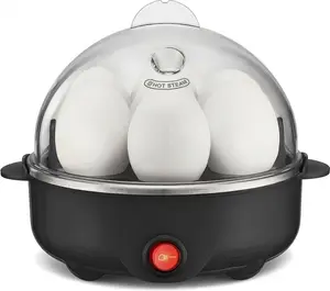 Egg Cooker, Rapid Boiler & Poacher, Meal Prep Essential, Family Sized Meals: Make Up To 7 Large Boiled Eggs, Dishwasher Safe Lid with Cool-Touch Handles, Poaching Tray Included, Black