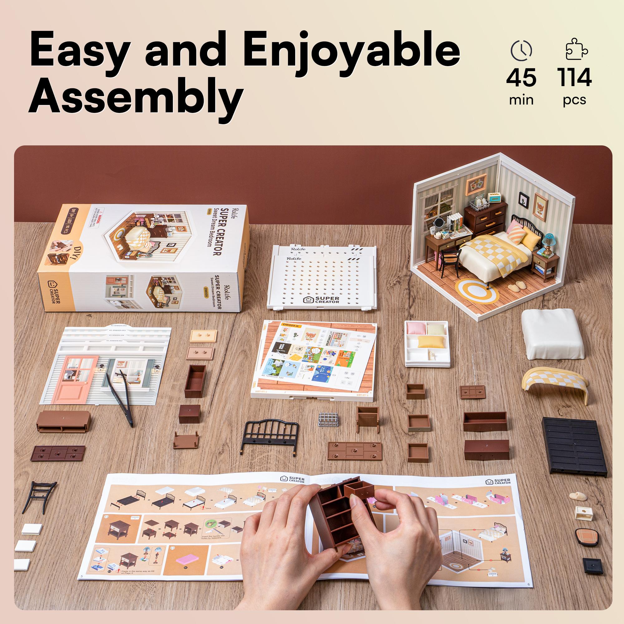 Rolife Sweet Dream Bedroom DIY Plastic Miniature House DW009