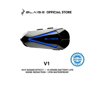 BLAISE V1 Motorcycle Helmet Bluetooth Headset，5.4 dual-chip design that supports simultaneous music and navigation playback , ENC Noise Reduction,40mm diameter driver，1000mAh Long Battery Life, IP66 Waterproof ，Easy to Connect,Voice Assistant