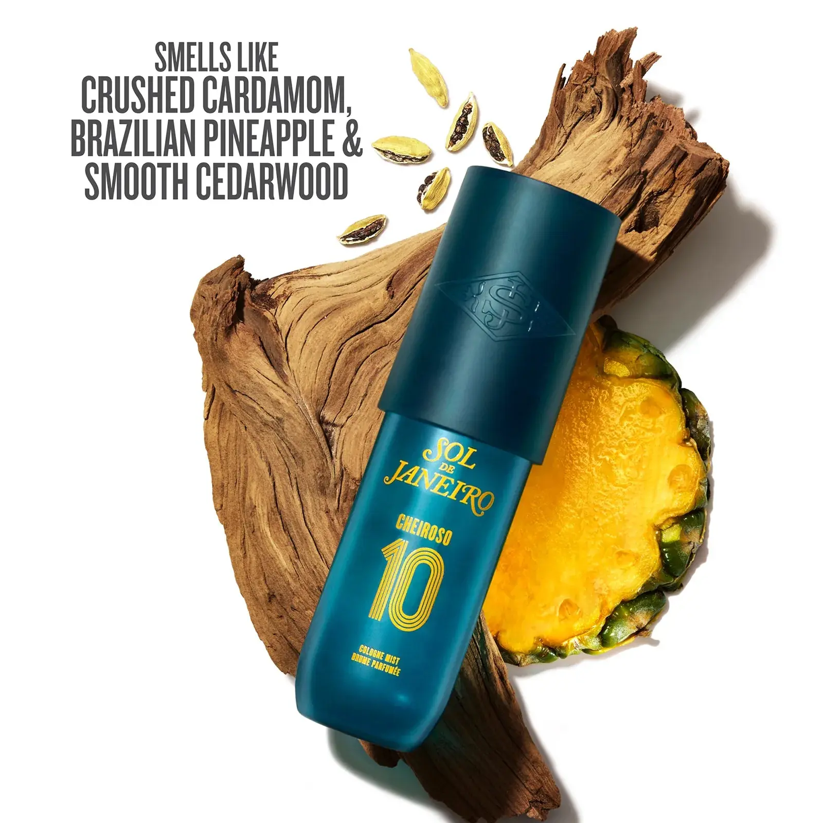 Sol de Janeiro Cheiroso 10 Cologne Mist | Fresh & Energized Men's Cologne Mist With Notes Of Crushed Cardamom, Brazilian Pineapple, And Smooth Cedarwood. Boosted With Freshness Tech To Keep Odor In Check