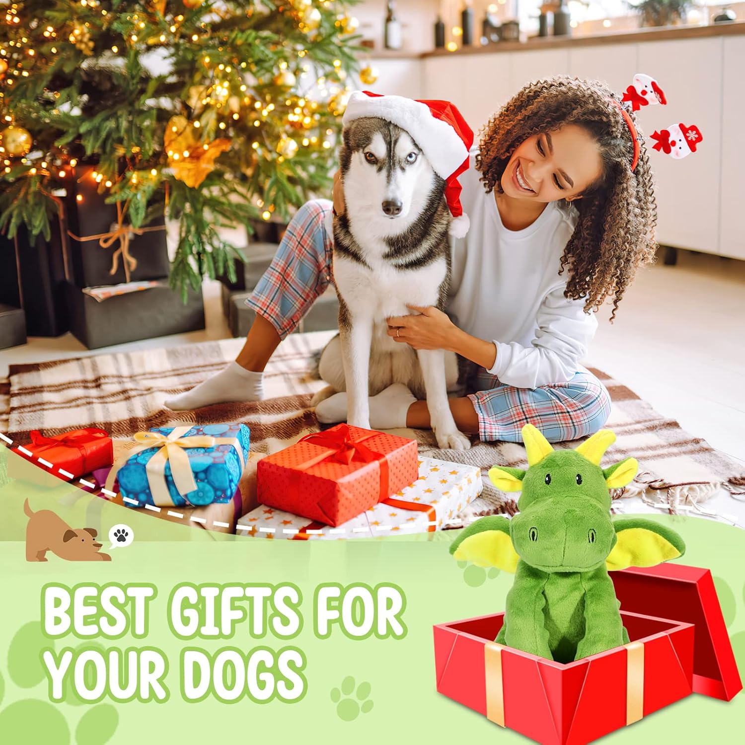 Squeaky Dog Toys Plush Dog Toy with Crinkle Paper Stuffed Durable Dog Chew Toys for Small Middle and Large Dogs-MRWJ