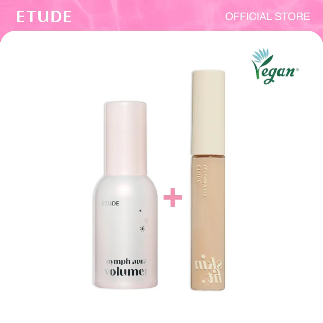 [ETUDE Official] Nymph Aura Volumer + Big Cover Skin Fit Concealer Pro Set | Korean Primer | Radiant Glass-Skin Glow | Hydrating with Argan & Avocado Oils | Long-Lasting Coverage | K-Pop Idol Makeup item