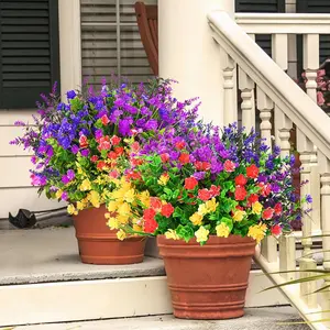 Lumivexa 9/18/27 Bundles Artificial Flowers for Outdoors, Outdoor Artificial Flowers UV Resistant, Outdoor Fake Plants for Front Porch, Window Box, Hanging Garden, Farmhouse and Home Indoor Decor