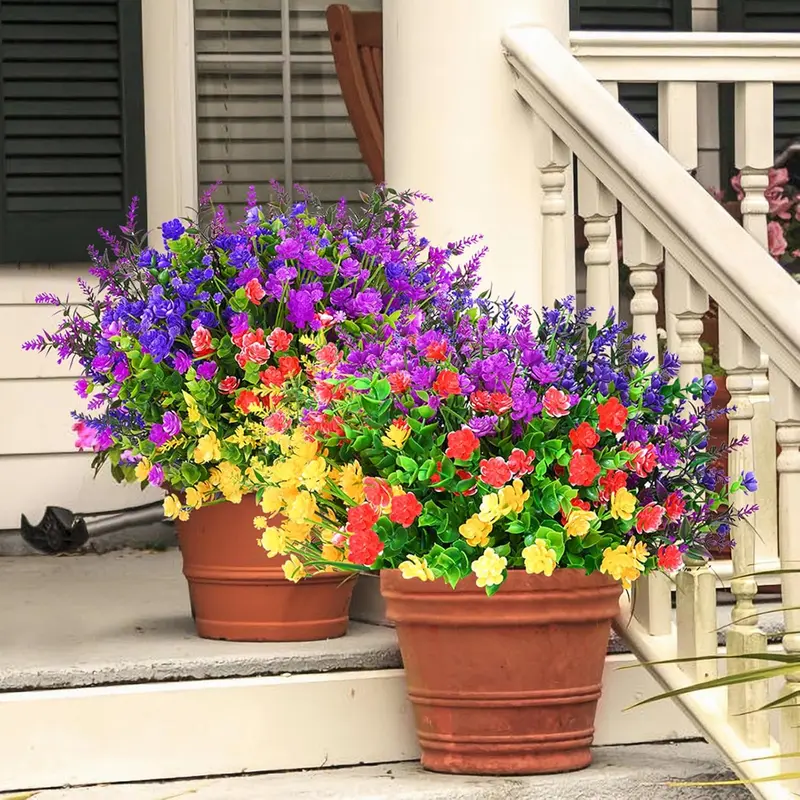 Lumivexa Artificial Lavender Bouquet - Plastic 3-Style Mix Bundle, 9/18/27 Pcs, 18pcs Option, Multi Color, UV-Resistant, Low-Care, Farmhouse Decor for Outdoors Backyards, Home Supplies