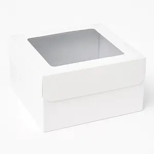 White Square Window Cake Box, 12x12x6 Inches