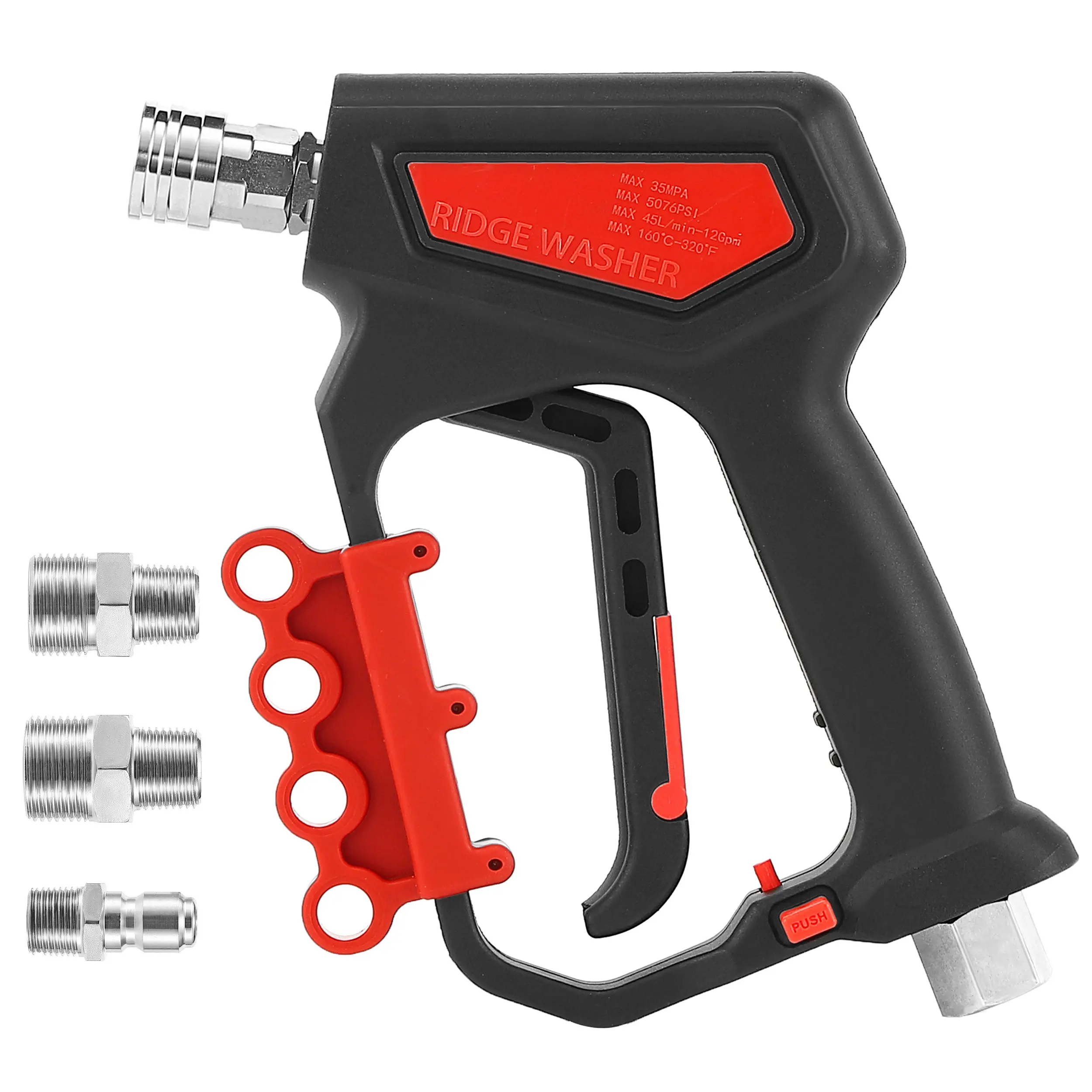Ridge Washer Pressure Washer Gun 5000 PSI with Nozzle Bracket 12 GPM Power Washer Trigger Gun 1/4" Quick Connector 360° Swivel 3/8'' NPT Thread M22-14 mm & M22-15 mm Fitting, DealsForYouDays