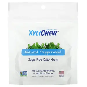 XyliDENT Sugar Free Xylitol Gum, Natural Peppermint, 50 Pieces, 2.29 oz (65 g)