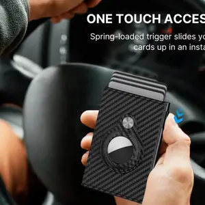Cartera Inteligente con Bloqueo RFID - Tarjetero de Fibra de Carbono con Acceso Rápido y Espacio
