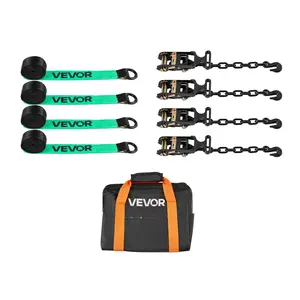 VEVOR Wheel Chock Tie-Down Kit, Tire-Style Tow Dolly Strap, Car Tie Down Kit with Heavy-Duty Hook, Break Strength 10009 lbs & Working Load 3333 lbs Motorcycle Tie-Down System for ATV, SUV, Trailer