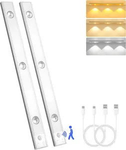 Upgraded 2 Pack Under Cabinet Lights,Motion Sensor Night Light Indoor,2200mAh USB Rechargeable Light,Magnetic Installation Dimmable Lights for Kitchen,Wardrobe,Pantry, Closet,Bathroom,Stairs,Sink Cabinet,Garage