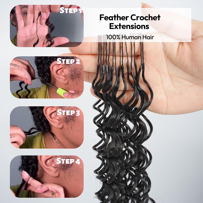 [NEW IN] West Kiss Burmese Curly Crochet Human Hair for Mircale Knots Boho Braids Knotless Pre-Separated 50g/Bundle Deep Wave Human Hair Extensions