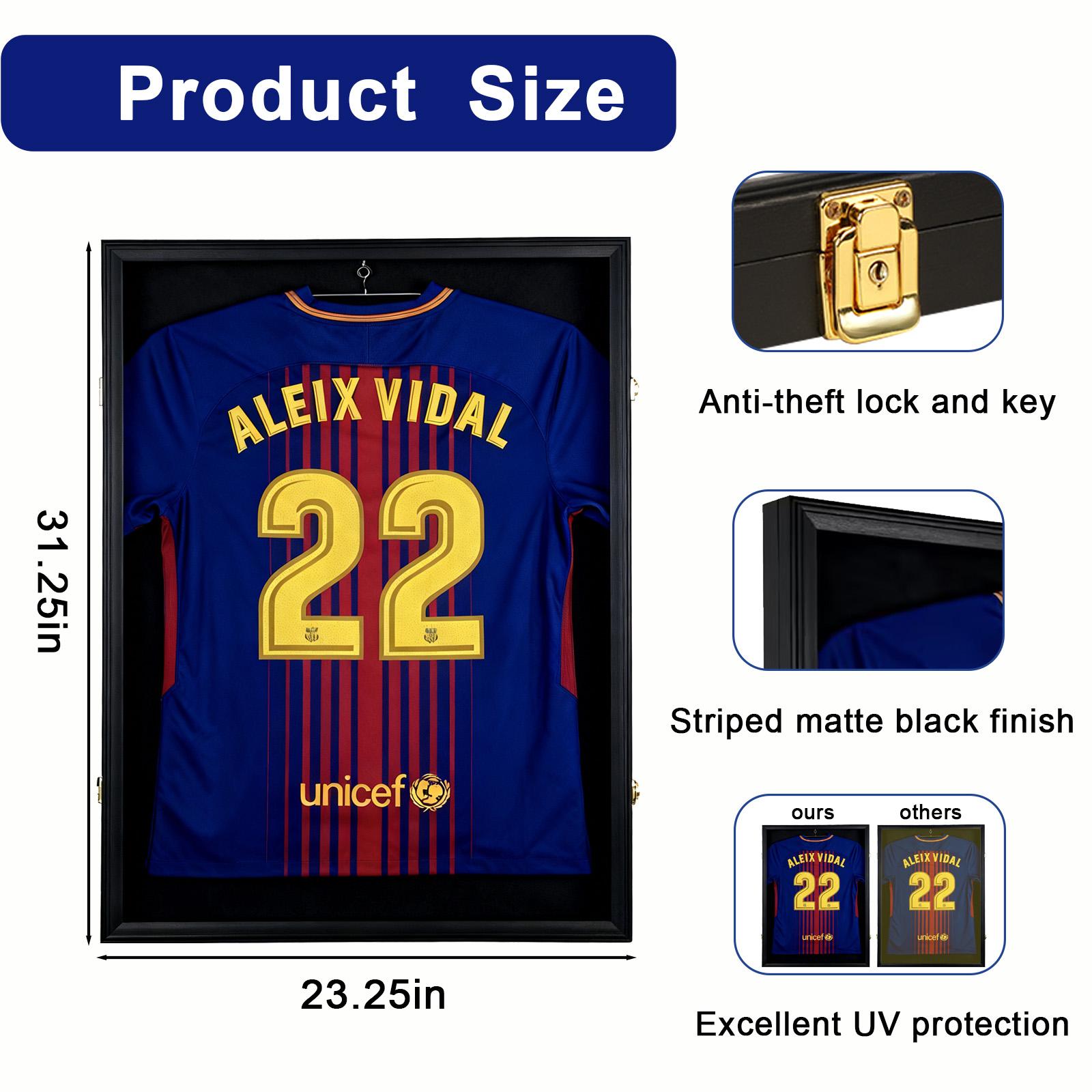 Premium Lockable Jersey Display Case - Museum-Quality UV Protective Shadow Box with Front-Opening Door & Integrated Hangers for Football, Basketball, Hockey, Baseball Jerseys