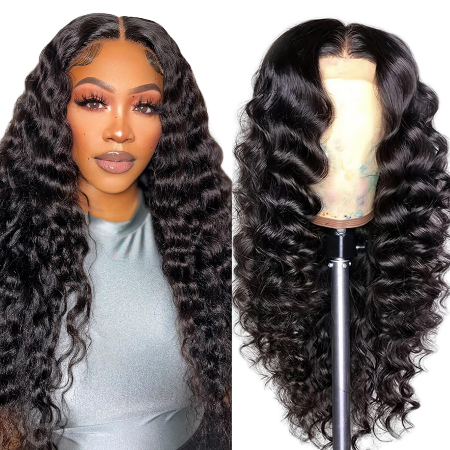 NEW 13x4 Deep Wave HD Lace Front Wigs Human HairNatural Black 180 Density 13x4 HD Ombre Honey BlondeDeep Wave Human Hair Wigs with Baby Hair