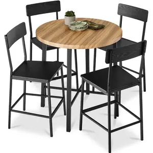 Best Choice Products 5-Piece Modern Round Counter Height Dining Set w/ 4 Chairs, 1.5in Thick Table